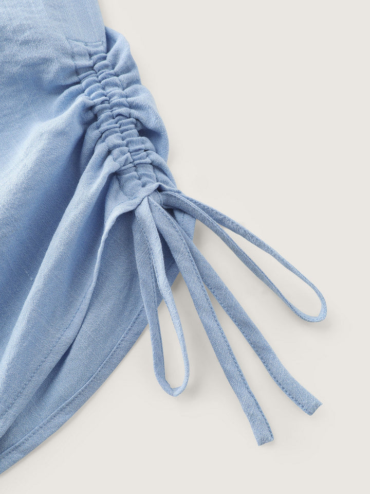 Adjustable Gathered Sleeve Button Blouse