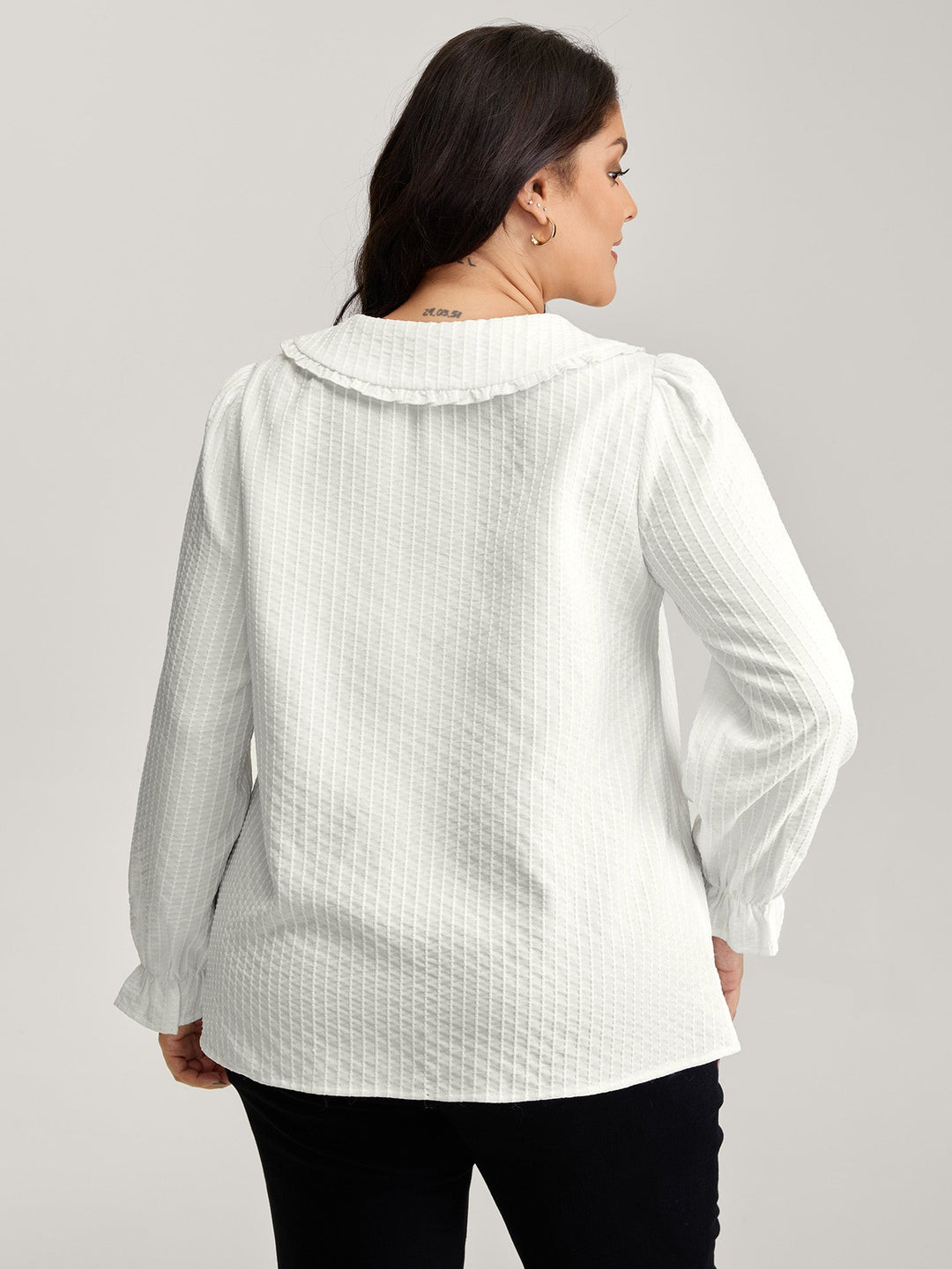Textured Doll-Collar Button Detail Blouse