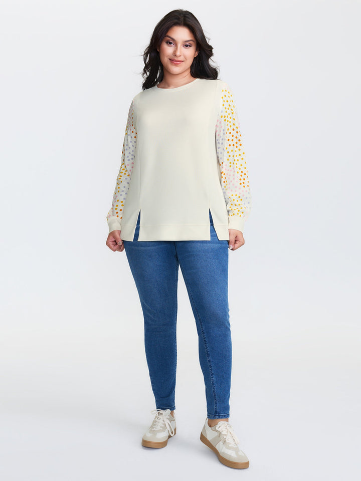 Supersoft Polka Dots Sleeve Sweatshirt