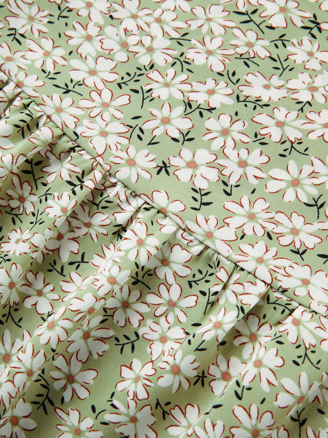 Ditsy Floral Ruffle Sleeve Gathered Ties Blouse