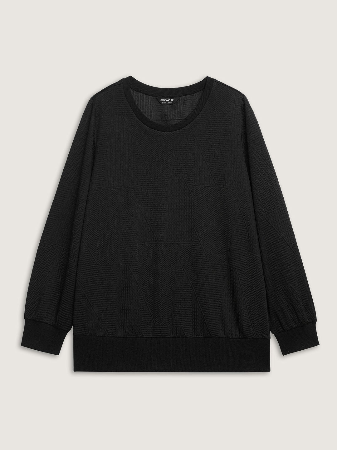 Round Neck Textured Solid Sweatshirt