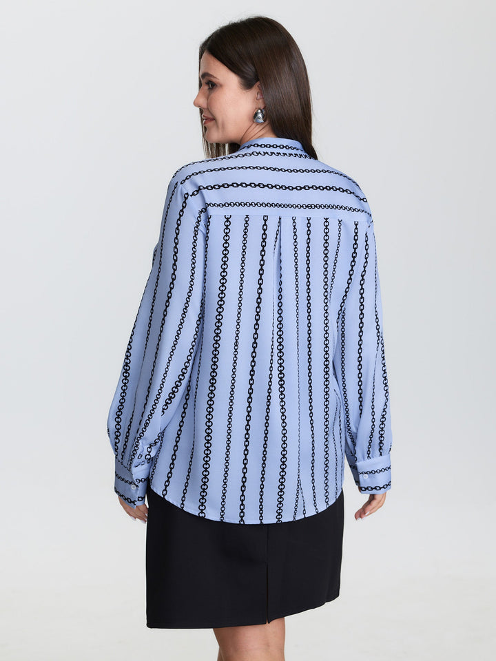Loop Striped Bow-Tie Neckline Blouse