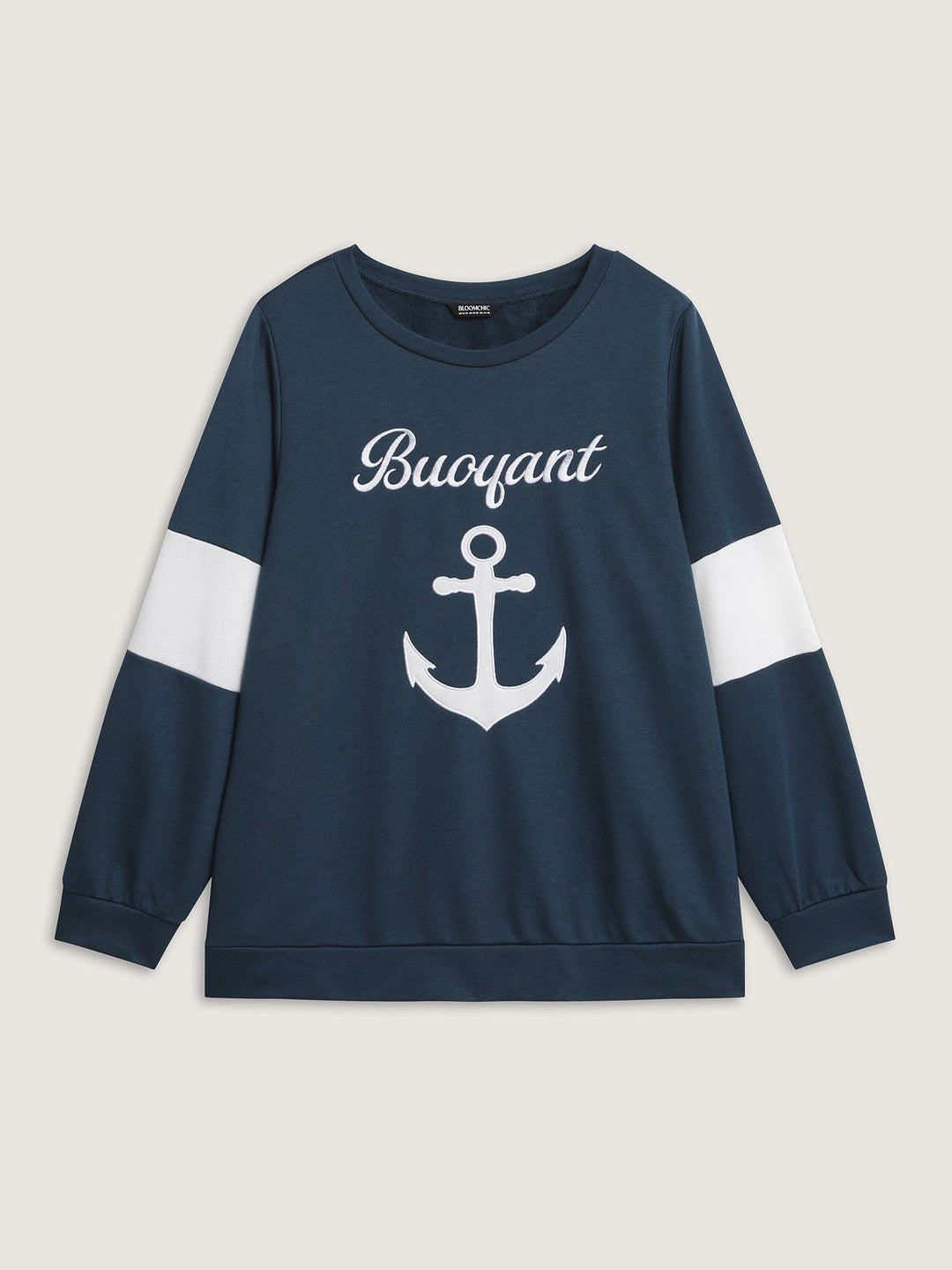 Anchor Applique Embroidery Contrast Sweatshirt