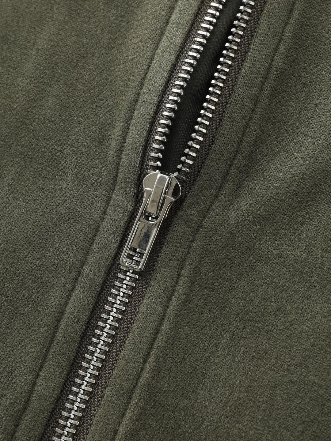 Suede Drawstring Hem Zipper Jacket