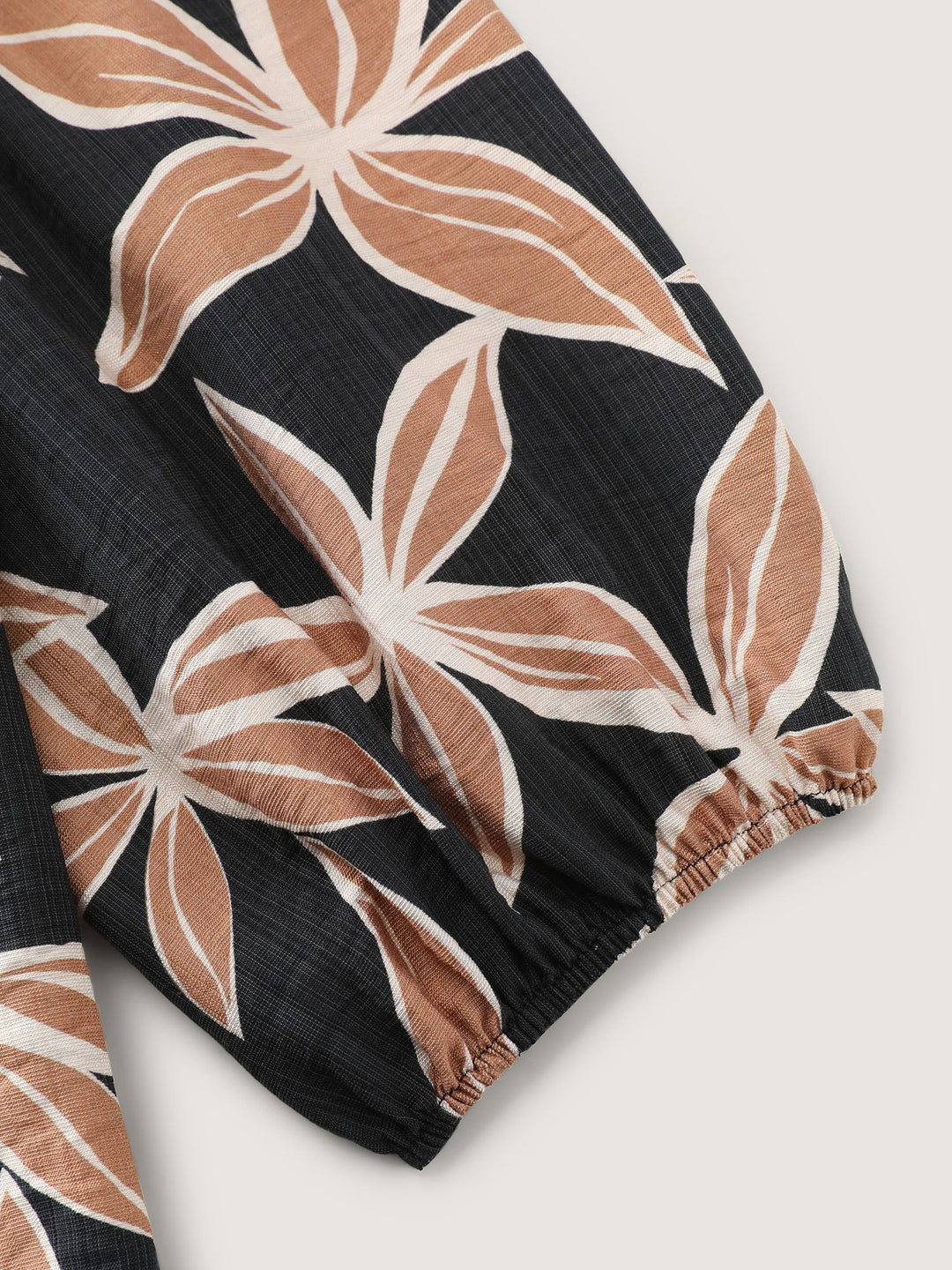 Large Floral Print Notched Collar Blouse