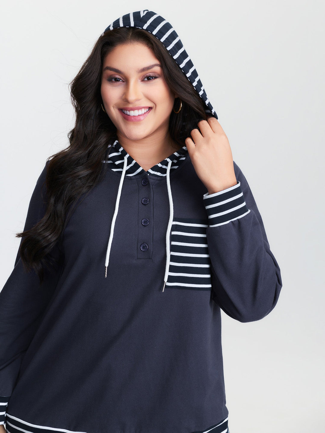 Pure Cotton Color Contrast Hoodie