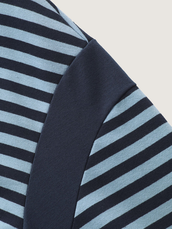 Stripe Print Color Contrast Sweatshirt