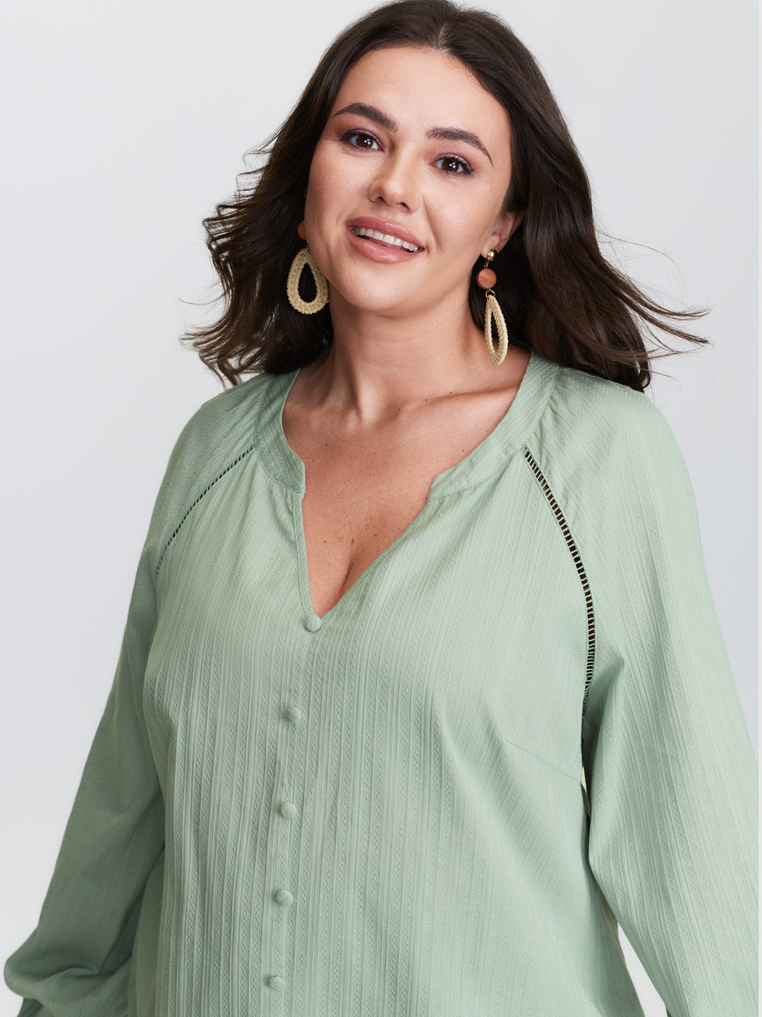 Pure Cotton Webbing Cut-Out Blouse