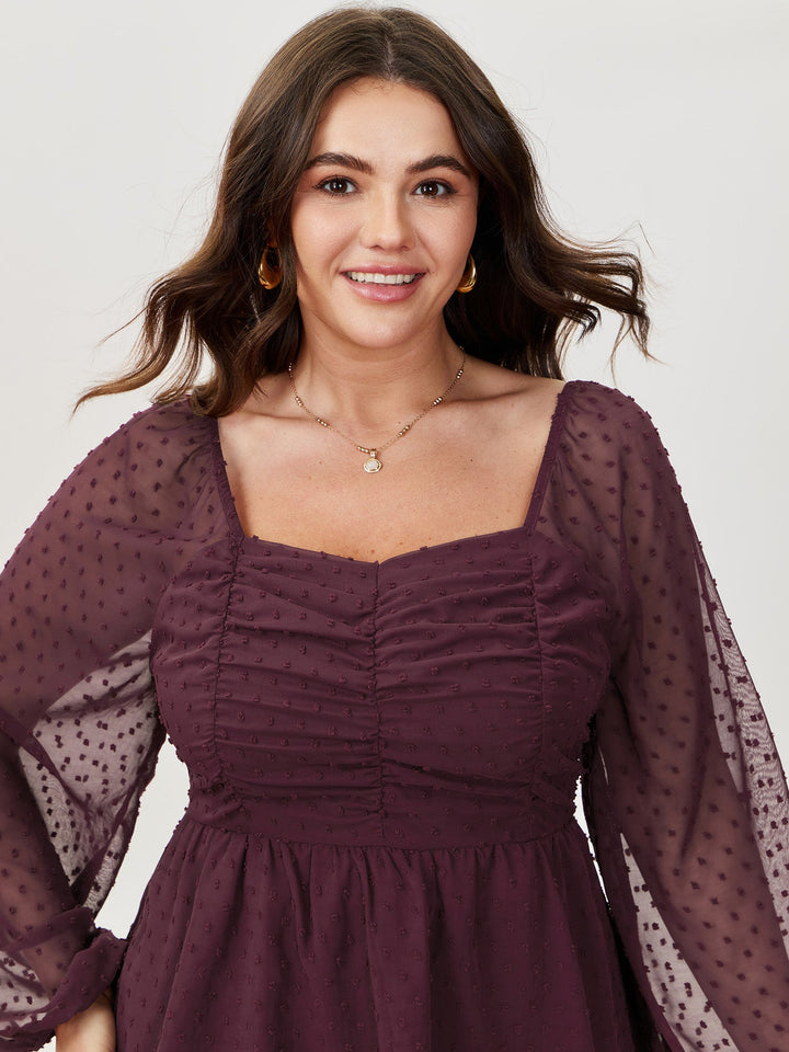 Ruched Textured Shirred Back Blouse