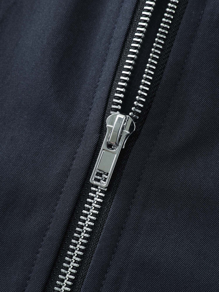 Checkered Zipper Front Pockets Jacket
