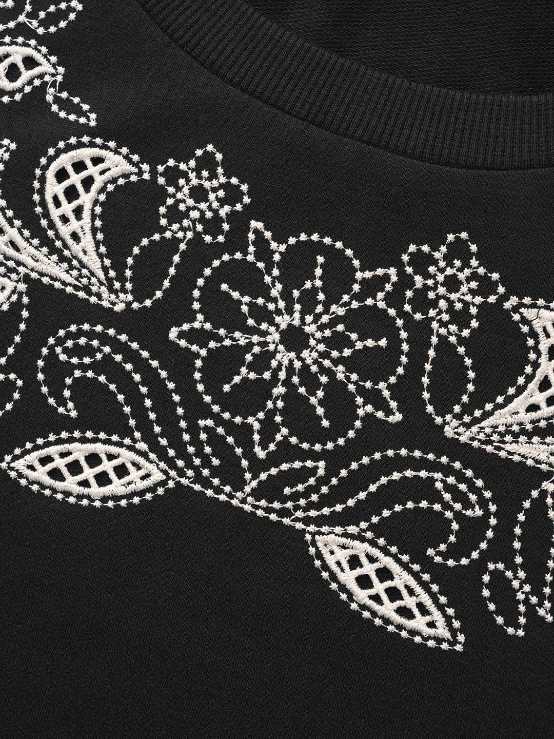 Broderie Anglaise Round Neck Sweatshirt