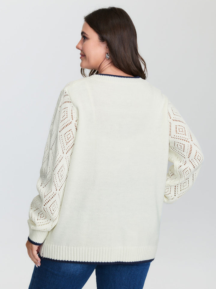 Textured Cut-Out Tie-Front Knit Cardigan