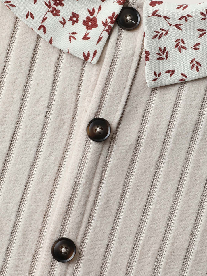 Back Placket Doll Collar Spliced Sweatshirt