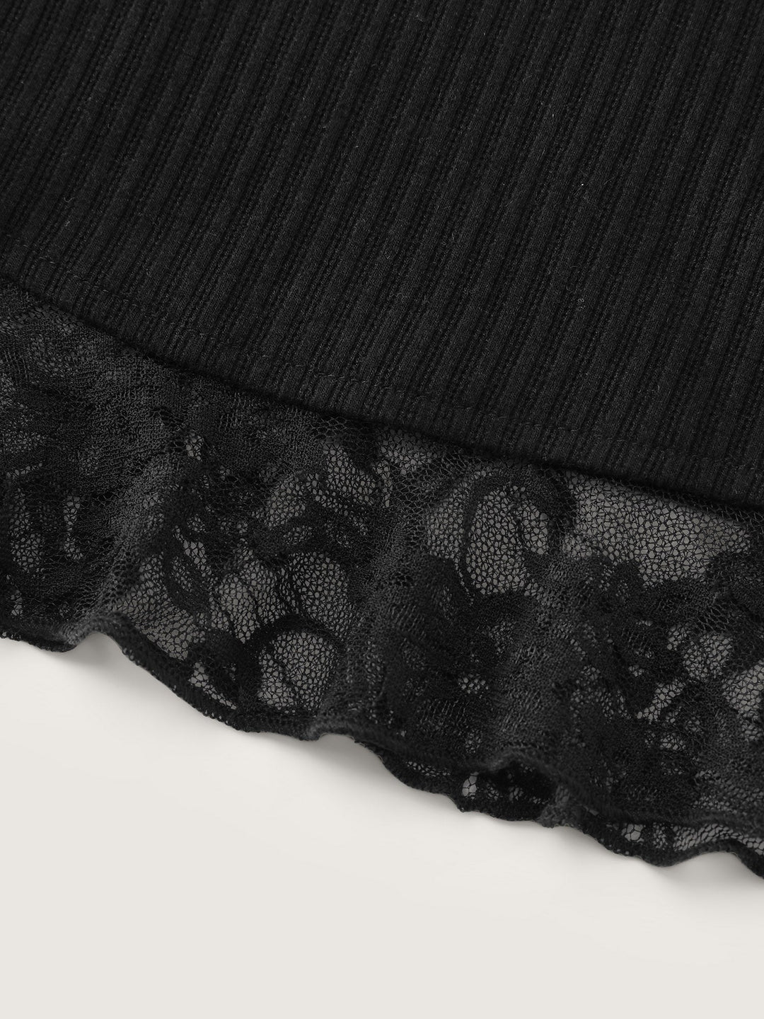 Ruffled Lace Textured Curvy Hem Jersey Top