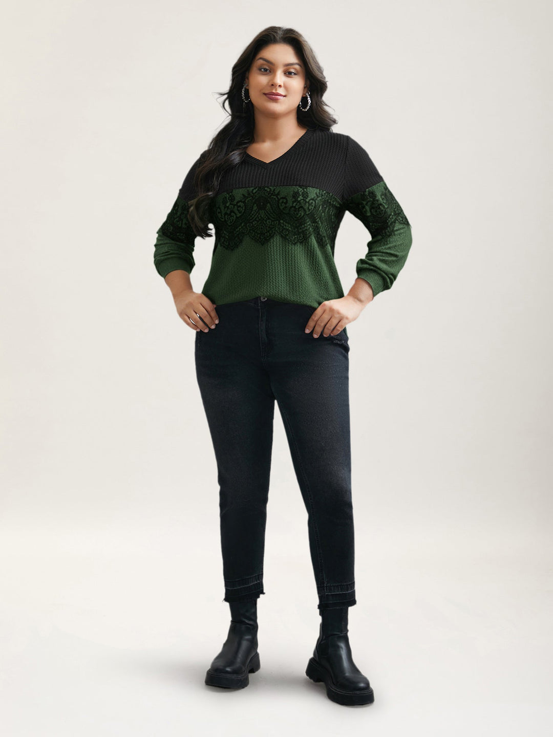 Crochet Lace Mesh Contrast Patchwork Top