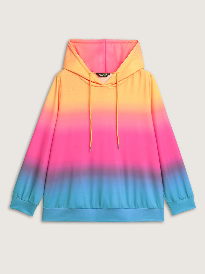 Color Gradient Stretchy Hem Hoodie