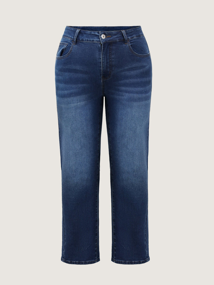 Stretchy Mid-Rise Straight-Leg Jeans