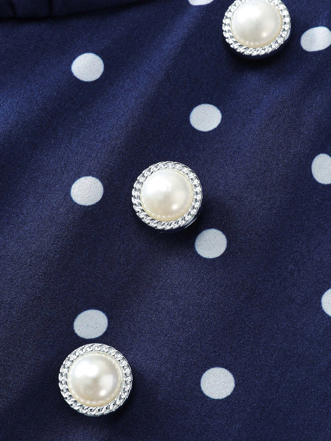 Retro Polka Dots Cinched-Waist Blouse