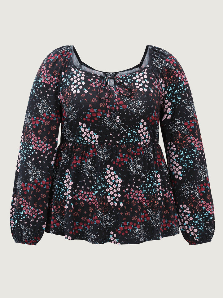 Floral Print Fit and Flare Knit Top
