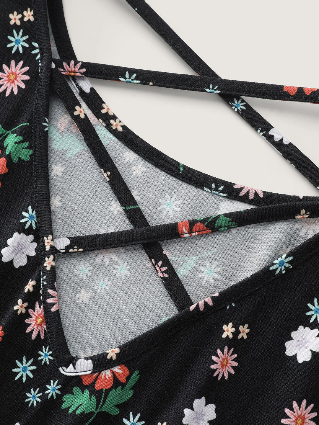 Stretchy Crisscross Back Floral Knit Top