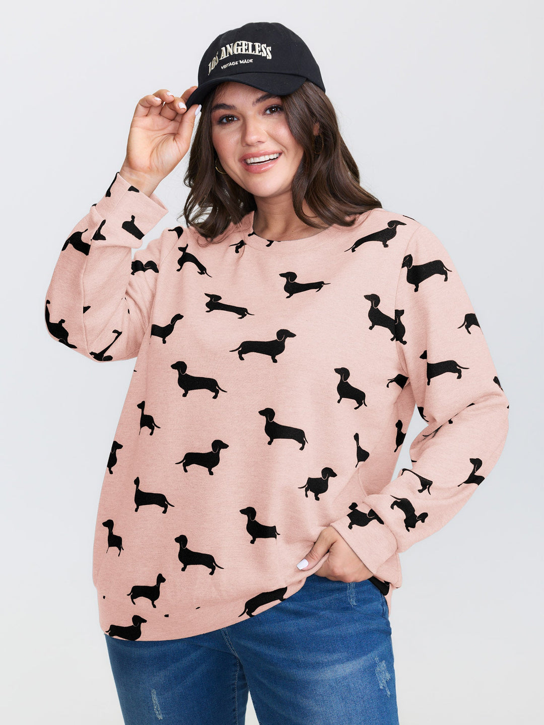 Puppy Print Round Neck Sweatshirt