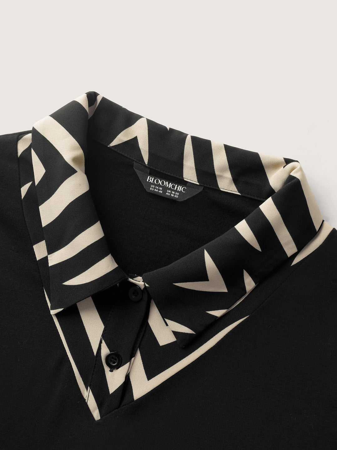 Geometric Print Mixed Material Knit Top
