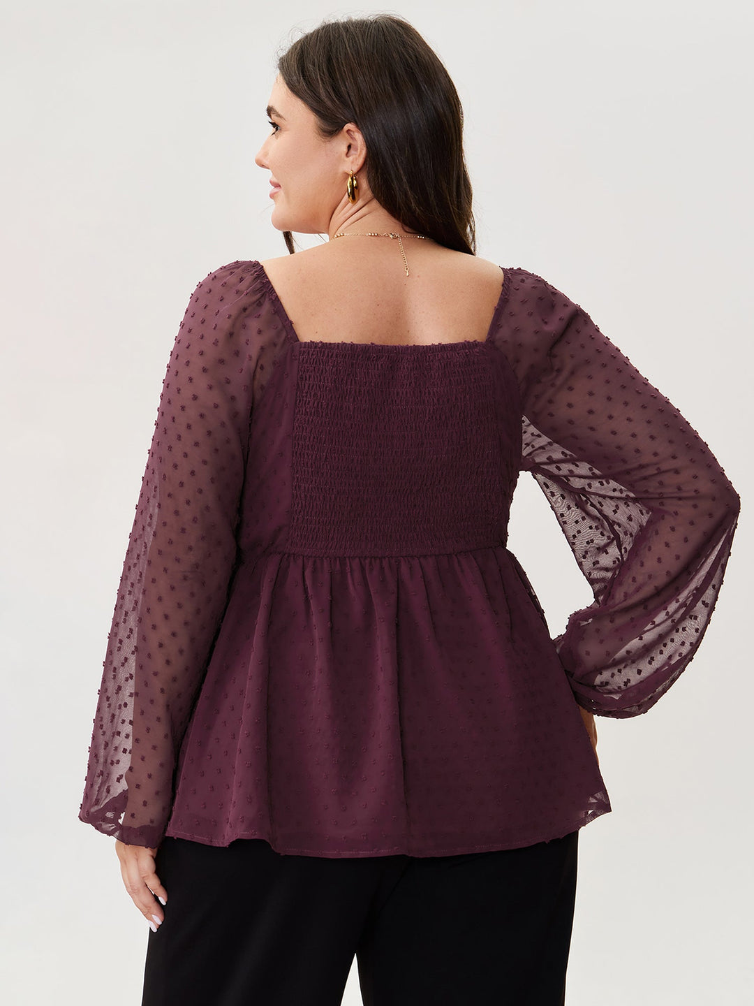 Ruched Textured Shirred Back Blouse