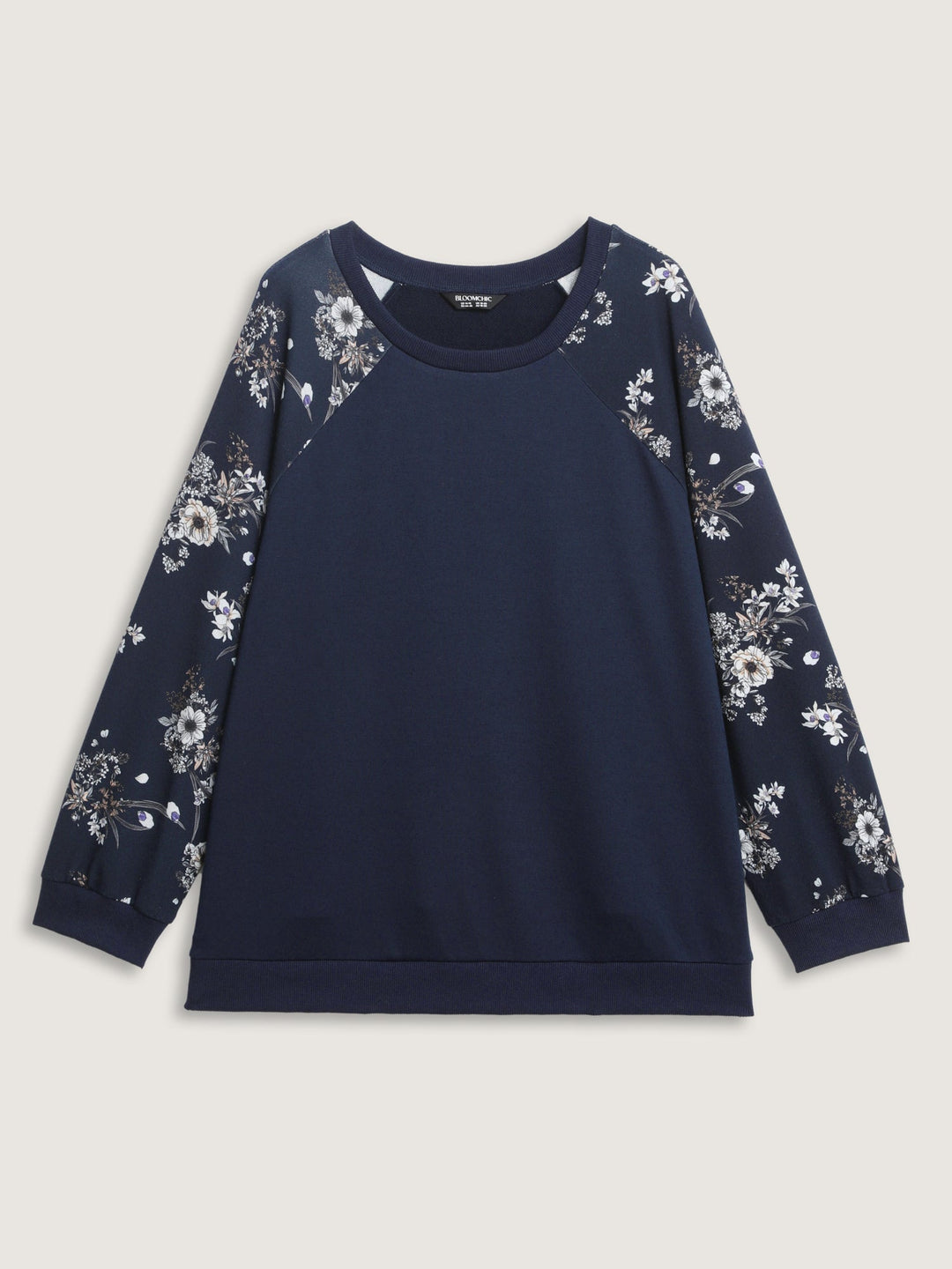 Floral Raglan Sleeve Plain Sweatshirt