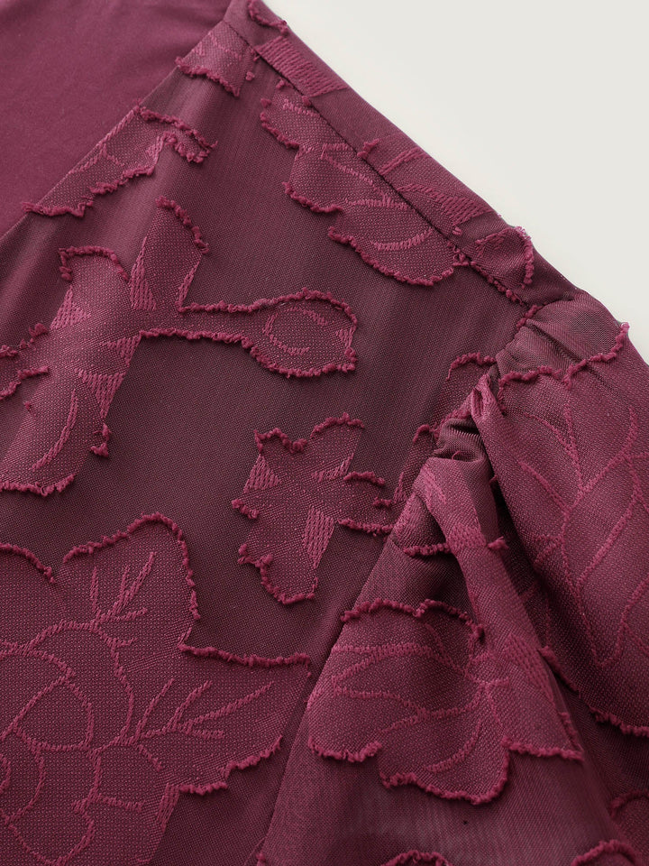 Laser Cut Shirred Waist Button Blouse