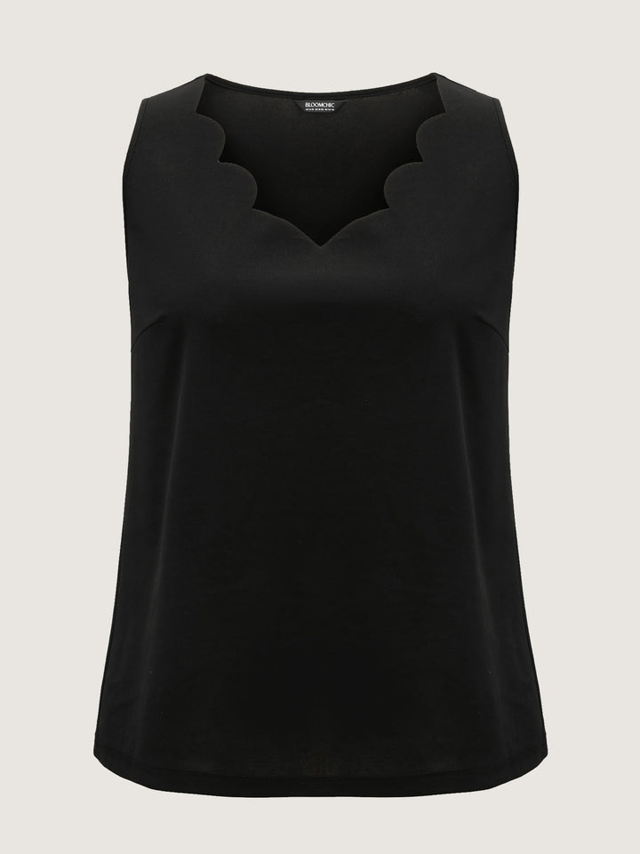 Solid V Neck Laser Cut Tank Top