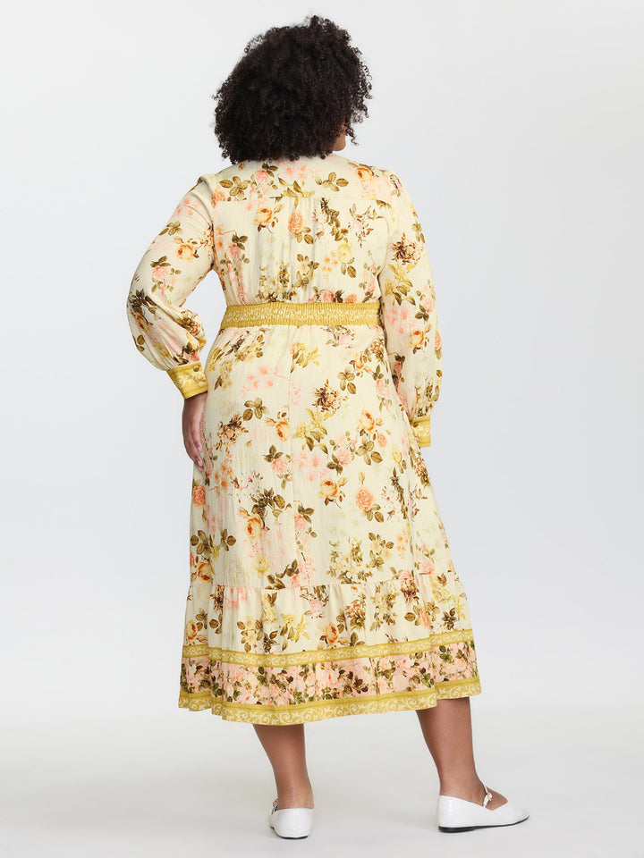 Sunkissed Floral Color Contrast Midi Dress