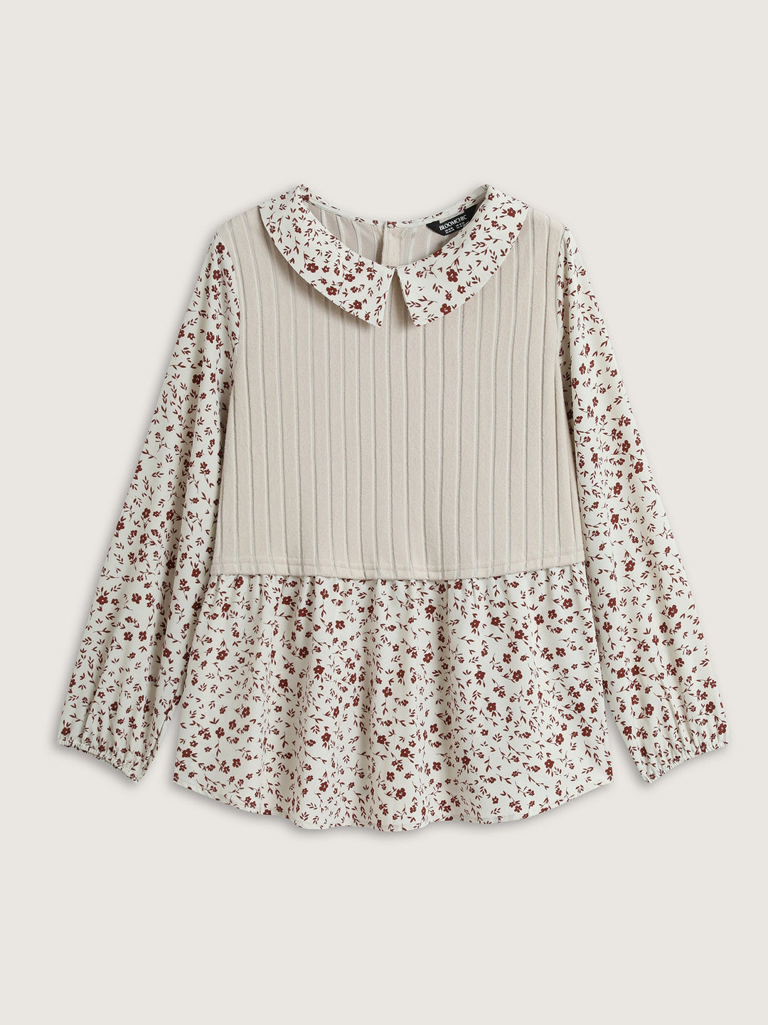 Back Placket Doll Collar Spliced Sweatshirt