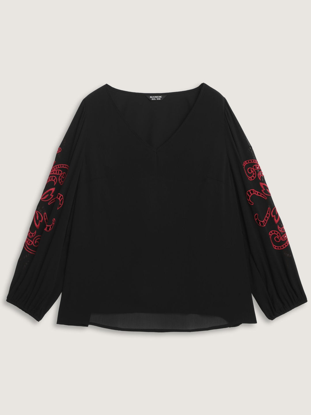 Cut-Out Embroidered Sleeve Blouse