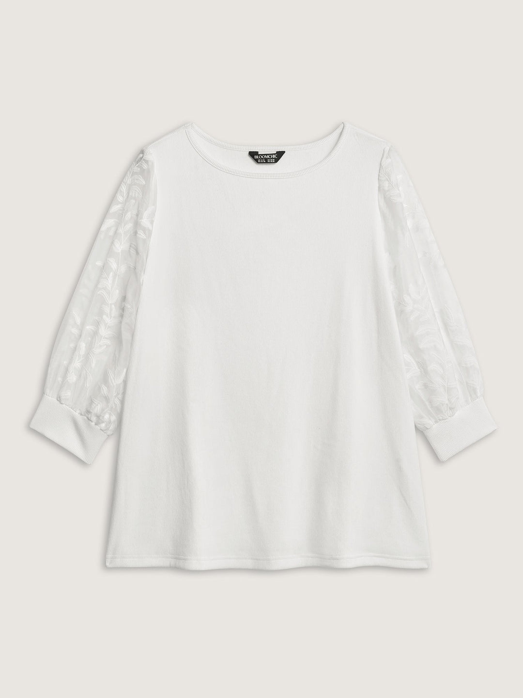 Sheer Floral Sleeve Spliced Blouse