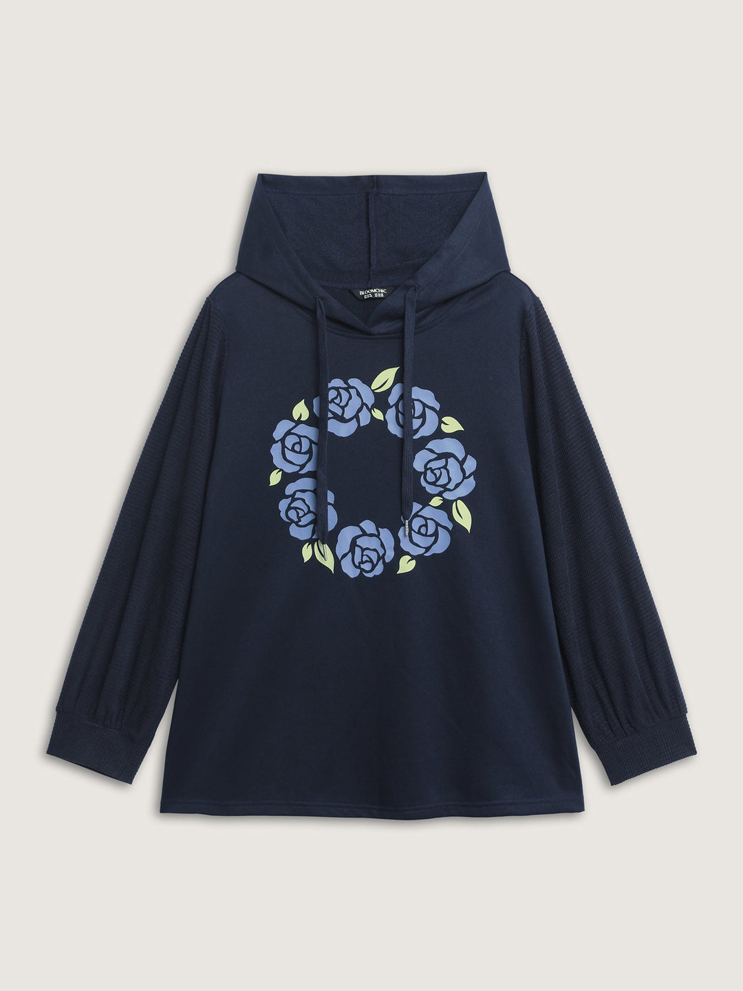 Floral Textured Spliced Hoodie