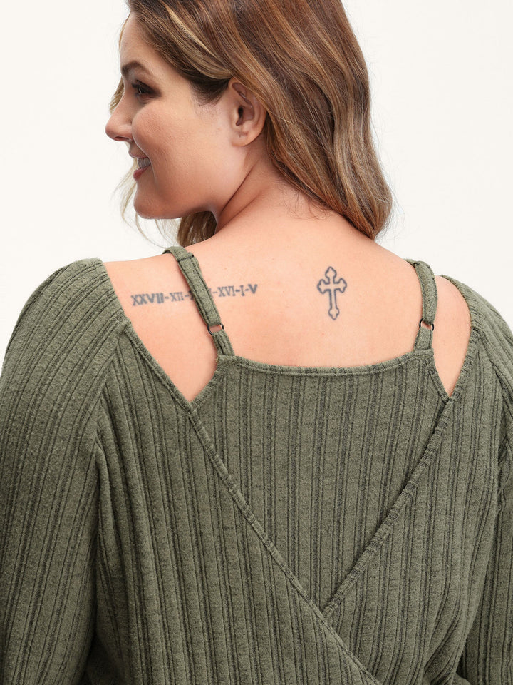 2-In-1 Textured Shoulder Straps Sweatshirt