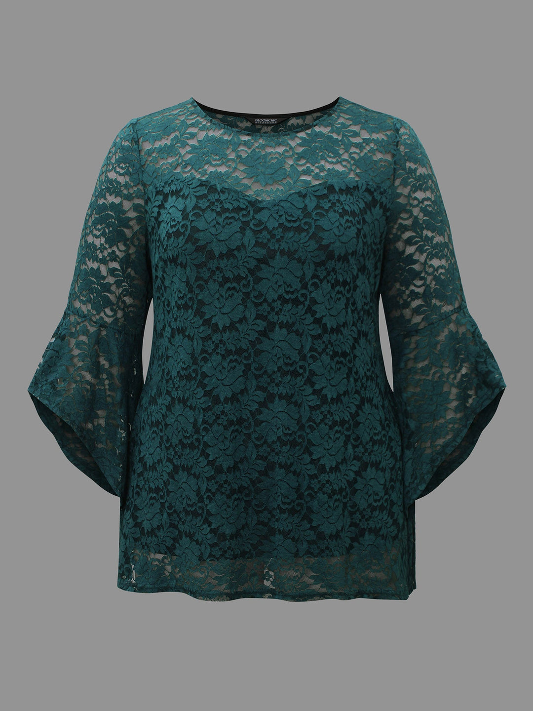 Sheer Lace Irregular Sleeve Lined Shirt