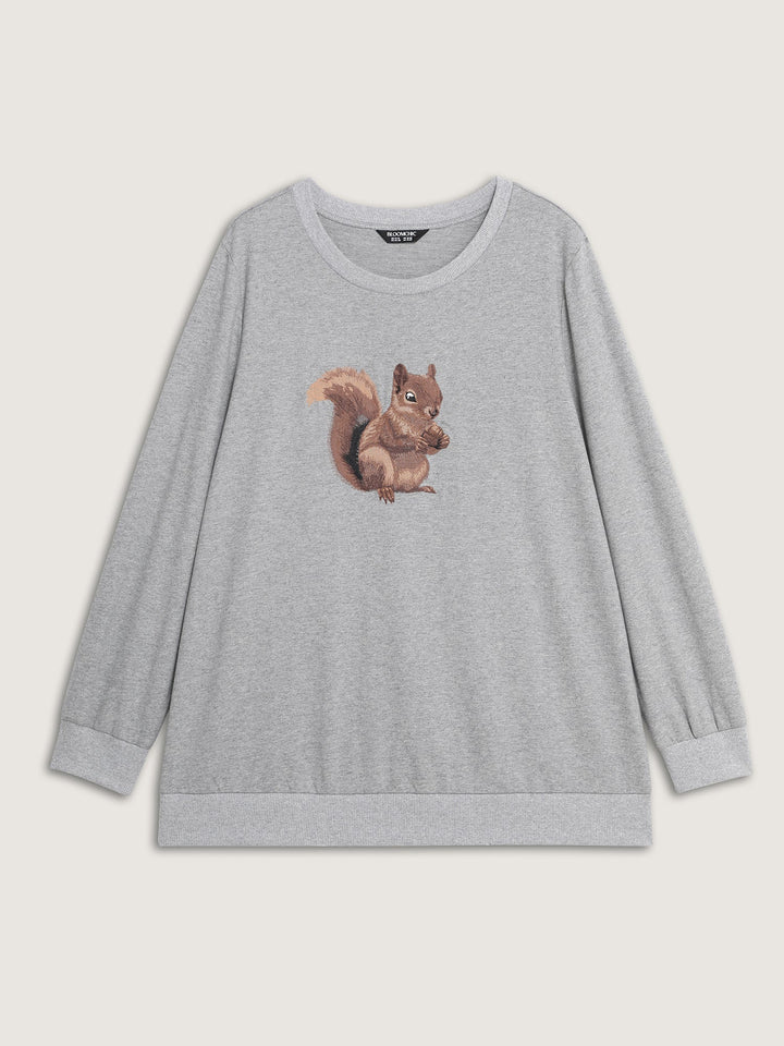 Supersoft Squirrel Embroidered Sweatshirt