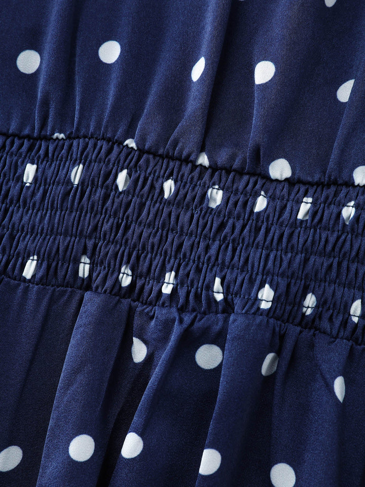 Retro Polka Dots Cinched-Waist Blouse