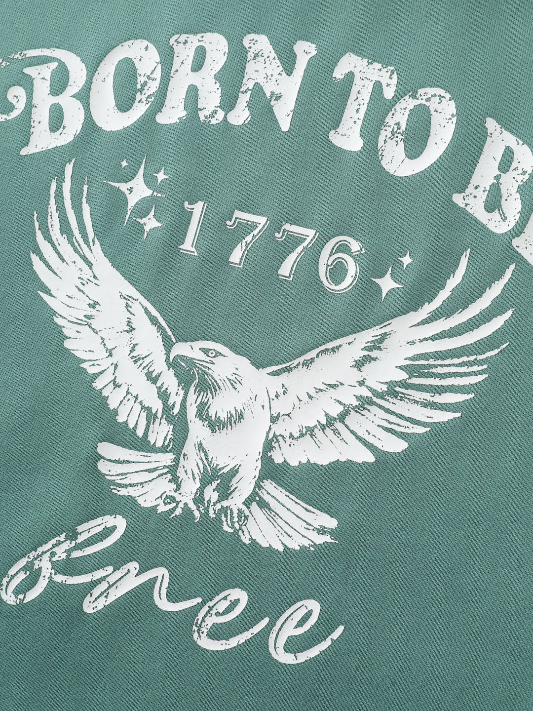 Printed Slogan Slit Sides Ribbed Sweatshirt