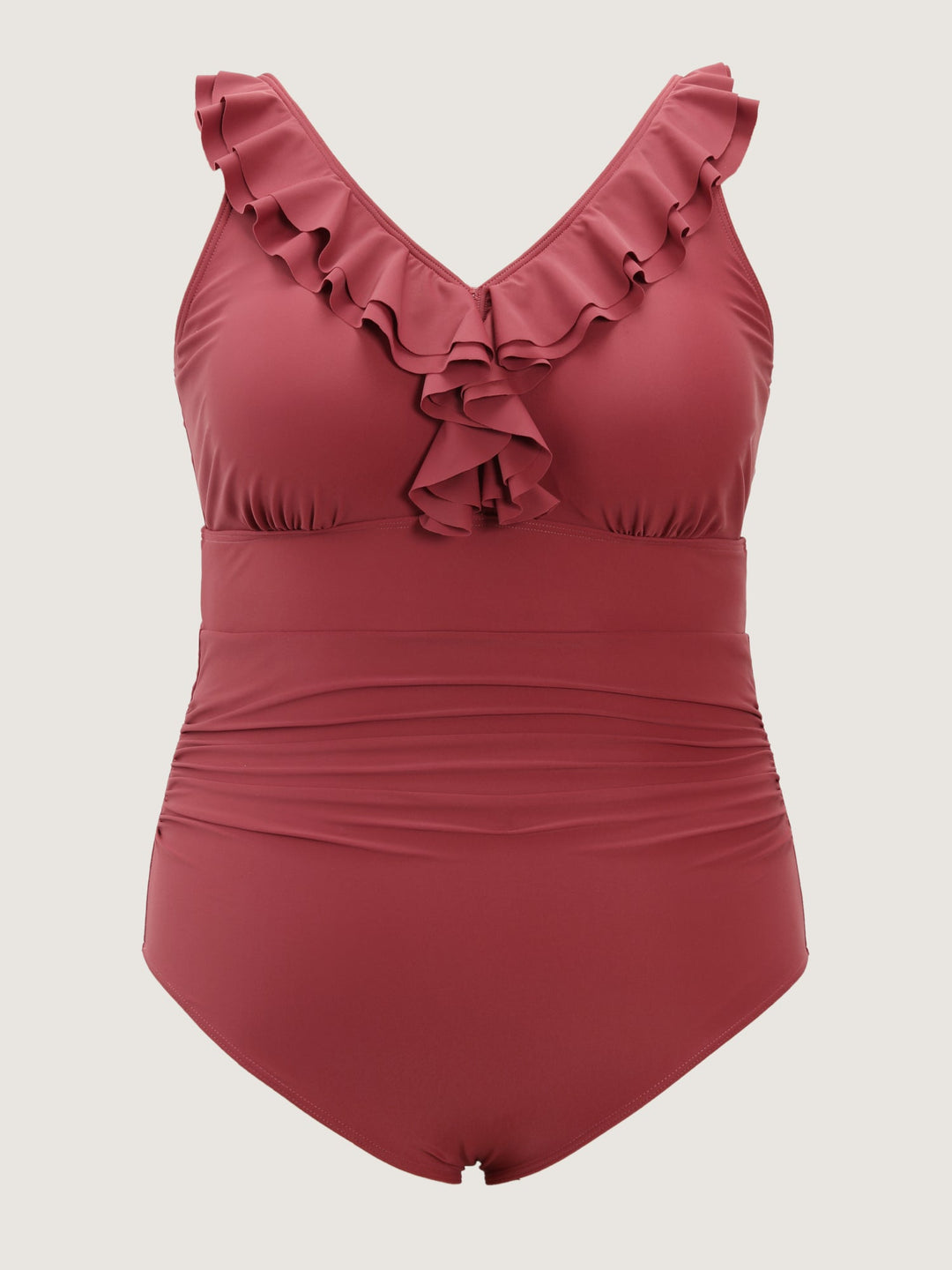 Ruffled Trim Ruched One-Piece Swimsuit