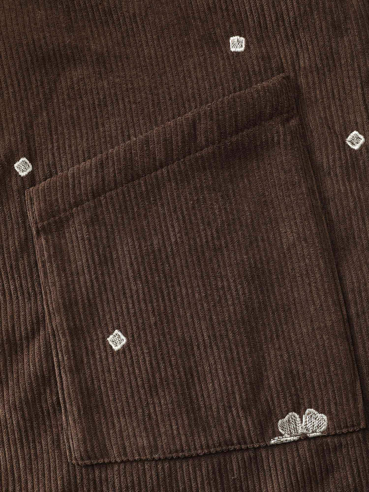 Floral Emrboidered Textured Button Jacket