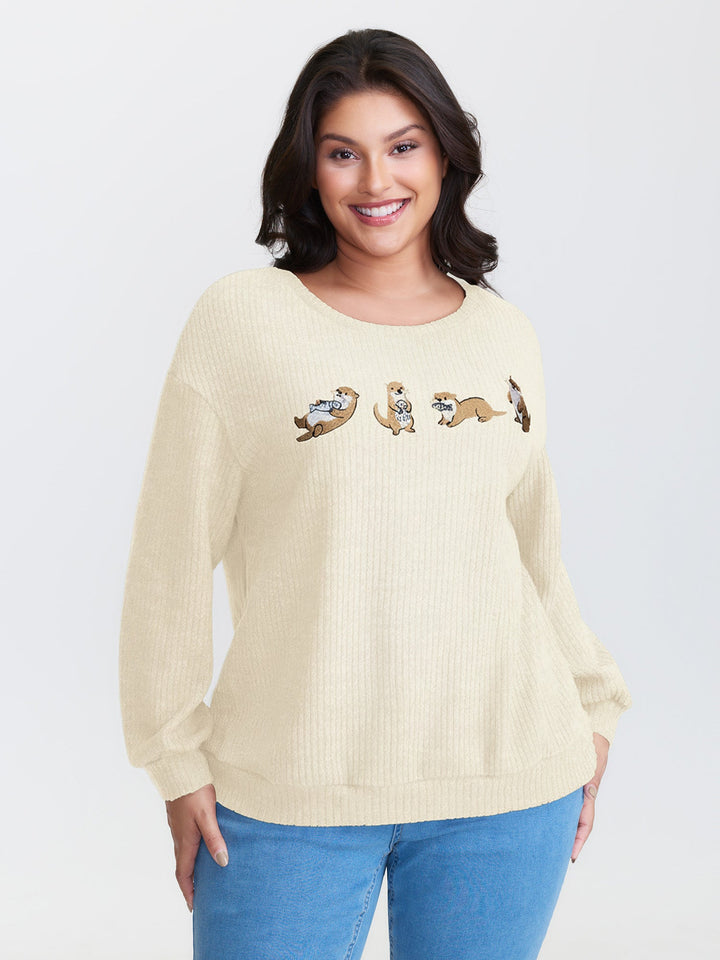 Happy Otter Embroidered Sweatshirt