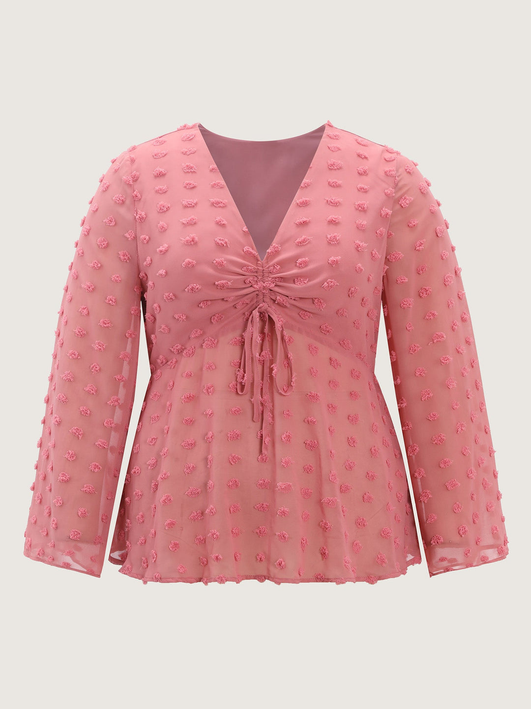 Textured Ruched Bodice Flared Blouse