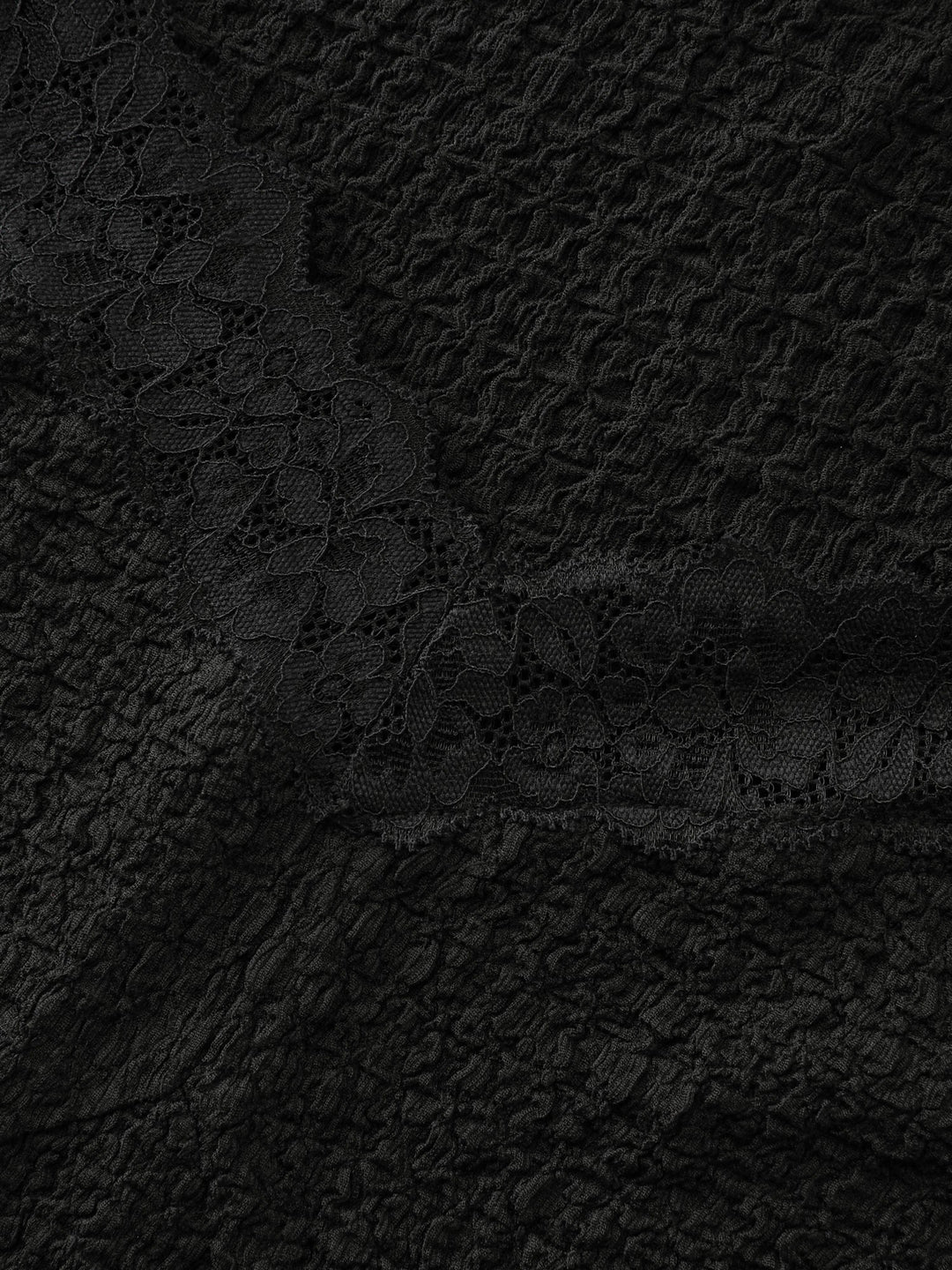 Stretchy Textured Lace Trim Fitted Knit Top