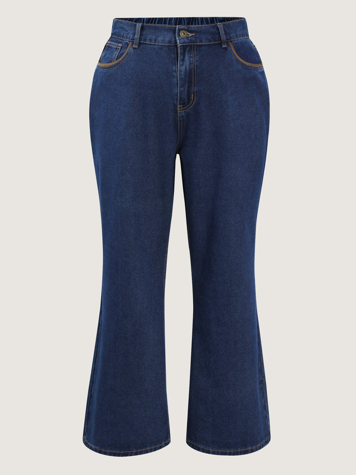 Cotton Mid-Rise Wide-Leg Jeans