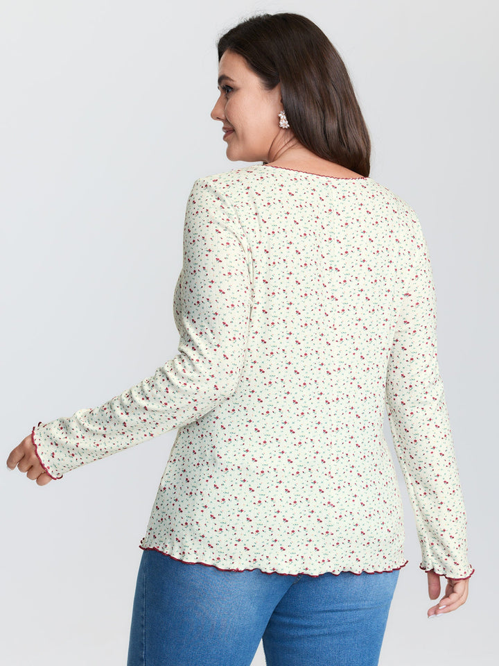 Supersoft Micro Floral Print Knit Top