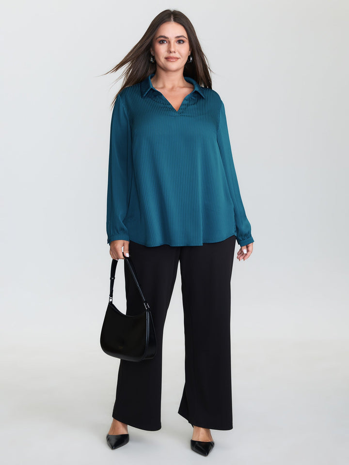 Textured Collar Pleated Blouse