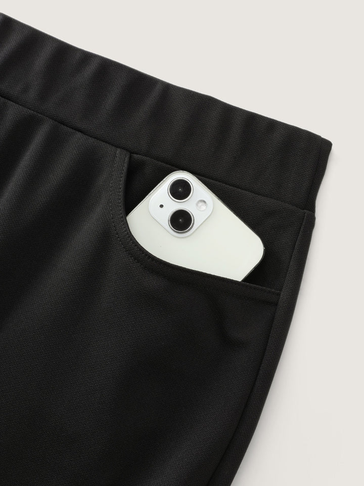 Ruffled Flared Hem Plain Pants