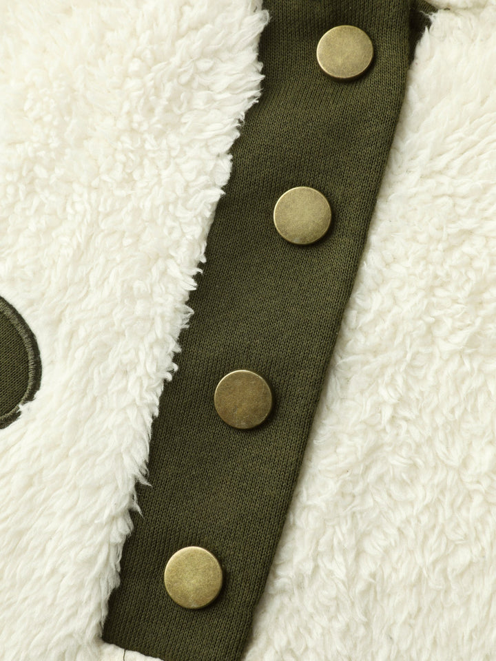 Applique Embroidery Color Contrast Hoodie